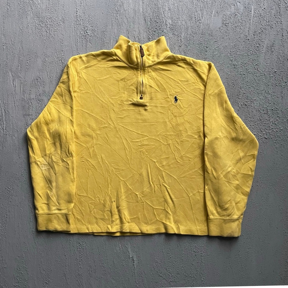 Polo Ralph Lauren Quarter Zip Pullover Sweater Mens XL Yellow